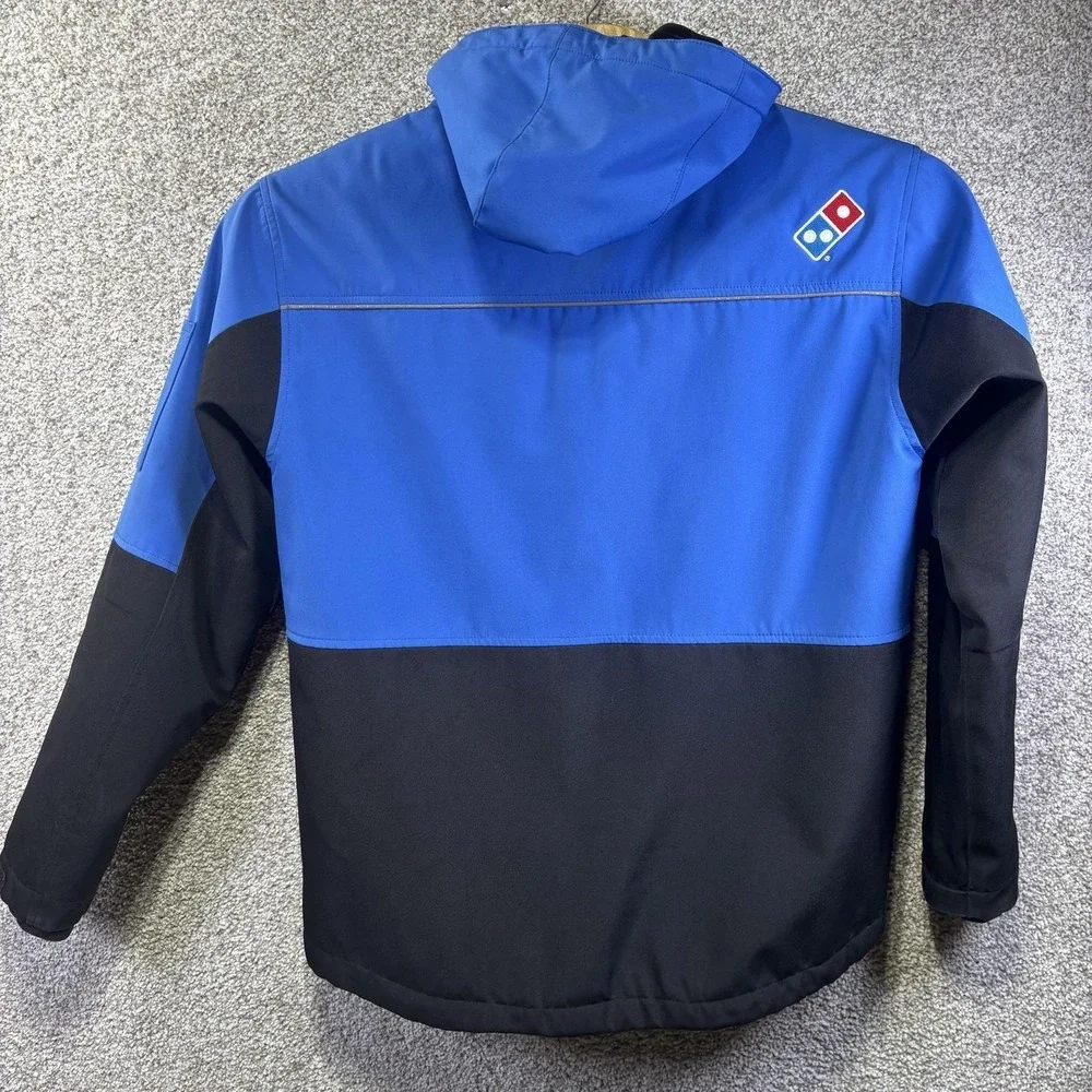 Domino's Gear‎ Jacket Mens Large Blue Black Hooded Windbreaker Workwear Zip